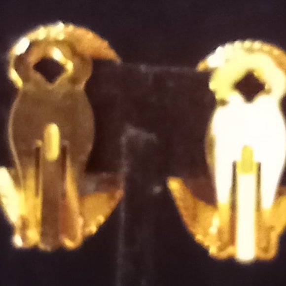 Beautiful gold tone clip-on earrings covered in crystals. By premier USA - Picture 2 of 7